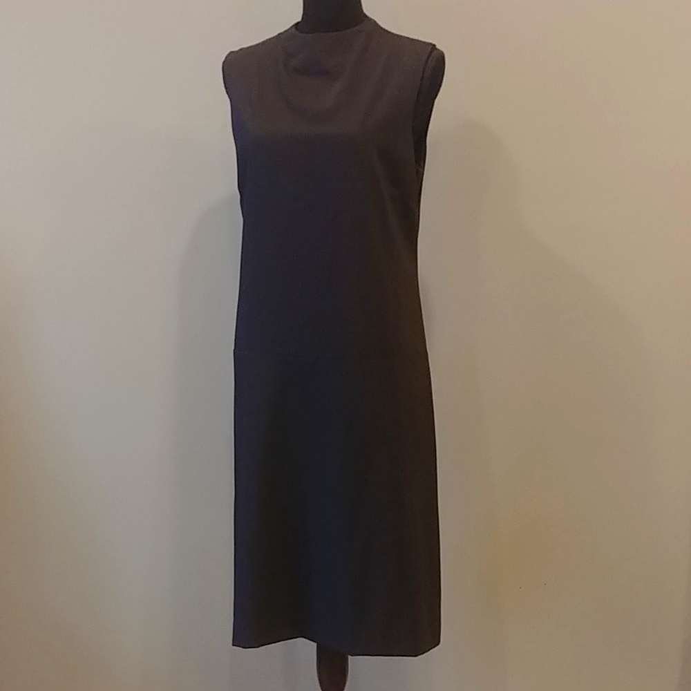Perry Ellis 12 Black Wool Blend Sleeveless Dress